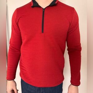 Red ribbed under armour quarter zip